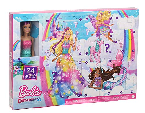 Barbie GJB72 - Dreamtopia Adventskalender mit Puppe und Zubehör, Puppen Spielzeug und Adventskalender Mädchen ab 3 Jahren von Barbie