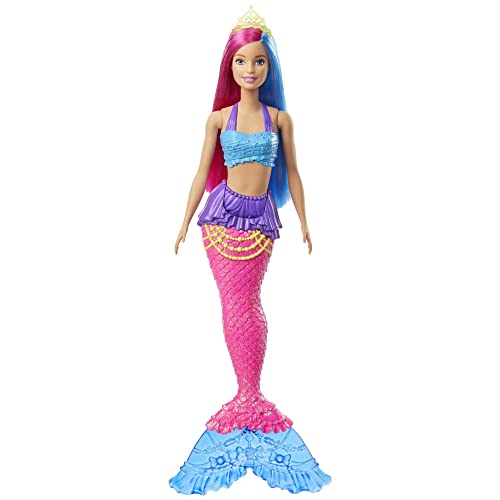 Barbie GJK08 - Dreamtopia Meerjungfrau-Puppe, ca. 30 cm groß, pinkes und blaues Haar, mit Diadem, Spielzeug Geschenk für Kinder von 3 bis 7 Jahren von Barbie