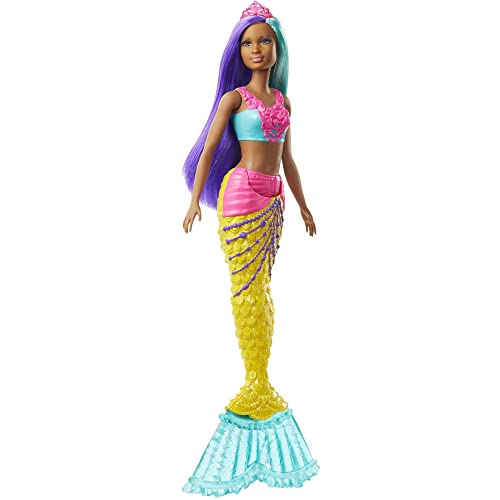 Barbie GJK10 - Dreamtopia Meerjungfrau-Puppe, ca. 30 cm groß, türkis- und lilafarbenes Haar, mit Diadem, Spielzeug Geschenk für Kinder von 3 bis 7 Jahren von Barbie