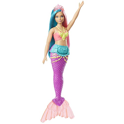 Barbie GJK11 - Dreamtopia Meerjungfrau-Puppe, ca. 30 cm groß, türkis- und pinkfarbenes Haar, mit Diadem, Spielzeug Geschenk für Kinder von 3 bis 7 Jahren von Barbie