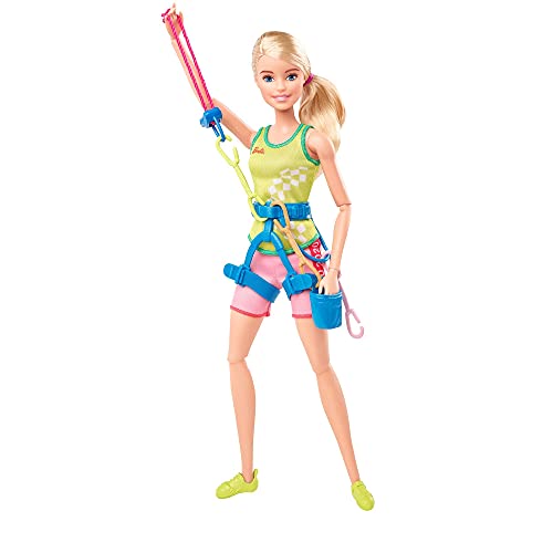 Barbie GJL75 - Olympische Sommerspiele Tokyo 2020 Kletterin Puppe mit Outfit, Tokyo 2020-Jacke, Medaille, Klettergurt und Karabinerhaken, Spielzeug für Kinder ab 3 Jahren von Barbie