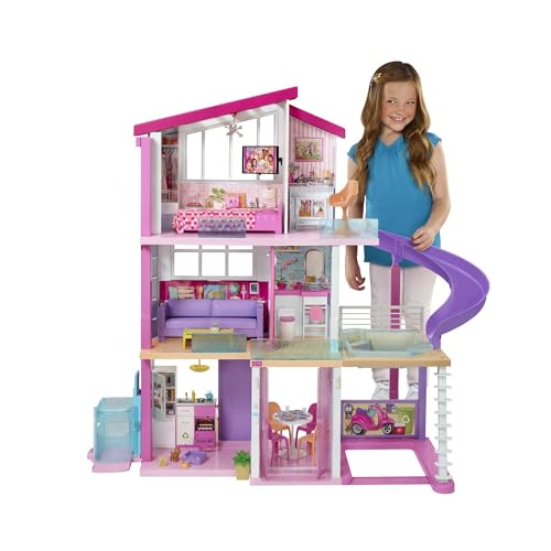 Barbie Puppenhaus, Traumvilla Puppe, komplett möbliert, 3 stöckig, 8 Zimmer inkl. Pool, Rutsche und Aufzug, 70 Accessoires, Spielzeug ab 3 Jahre, GNH53 Barbie Puppenhaus, Traumvilla Puppe, komplett möbliert, 3 stöckig, 8 Zimmer inkl. Pool, Rutsche und Aufzug, 70 Accessoires, Spielzeug ab 3 Jahre, GNH53 von Barbie