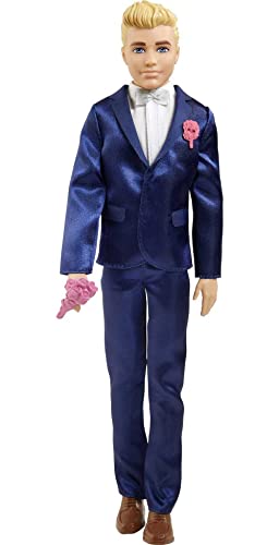 Barbie GTF36 - Ken Bräutigam-Puppe (blond, ca. 30 cm groß) mit Anzug und Schuhen, 5 Zubehörteile, Spielzeug Geschenk für Kinder von 3 bis 7 Jahren von Barbie