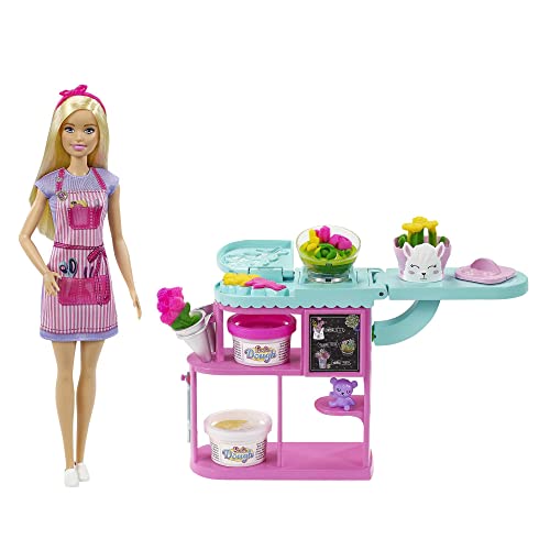 Barbie You Can Be Anything Serie, Florist, Puppe mit blonden Haaren, Knetmasse für Blumen, Accessoires, Geschenk für Kinder, Spielzeug ab 3 Jahre,GTN58 von Barbie