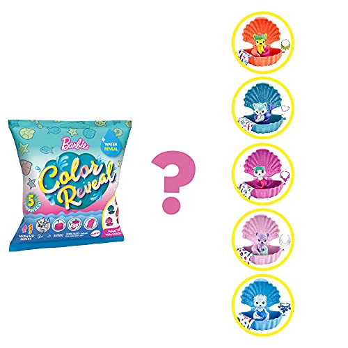 Barbie GTP74 Color Reveal Meertiere Sortiment mit muschelförmigem Behälter und 5 Überraschungen Barbie GTP74 Color Reveal Meertiere Sortiment mit muschelförmigem Behälter und 5 Überraschungen von Barbie