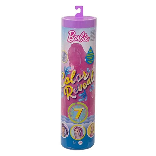 Barbie GTR93 Color Reveal Puppe, Glitzer Serie, mit Enthüllungseffekt mit 1 Überraschungspuppe und 7 weiteren Überraschungen, Spielzeug ab 3 Jahren von Barbie