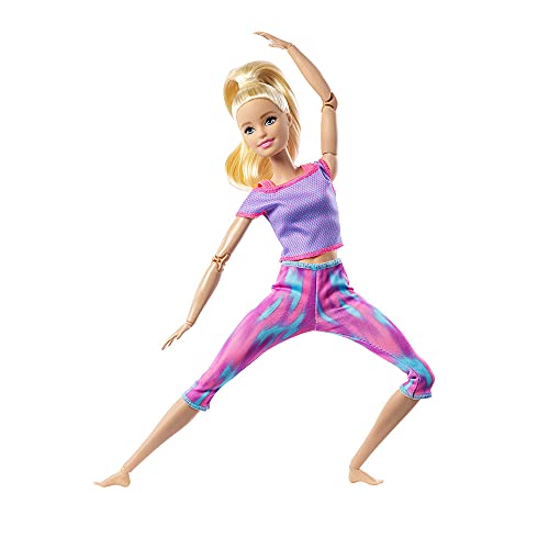 Barbie-Puppe, Barbie-Serie Made to Move, bewegliche Barbie, mit blonden Haaren und violettem Yoga-Outfit, inkl. -Puppe, Geschenk für Kinder, Spielzeug ab 3 Jahre,GXF04 von Barbie