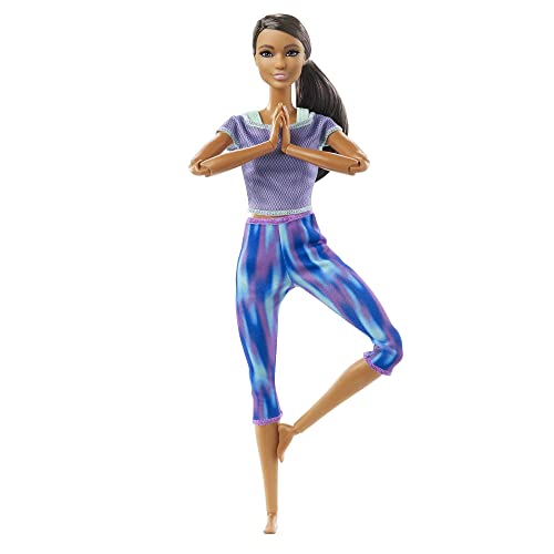 Barbie-Puppe, Serie Made to Move, Yoga dunkelbraunen Haaren und blauem Yoga-Outfit, inkl Puppe, Geschenk für Kinder, Spielzeug ab 3 Jahre,GXF06 von Barbie