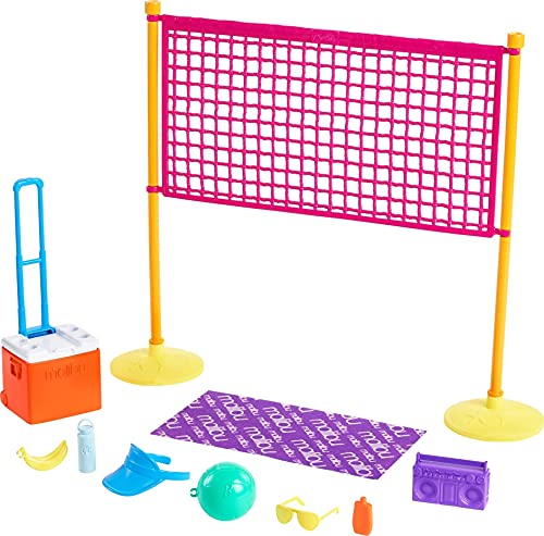Barbie GYG18 - Loves the Ocean Volleyballspaß Spielset mit Volleyballnetz und Zubehör aus recyceltem Kunststoff, Spielzeug Geschenk für Kinder von 3 bis 7 Jahren von Barbie