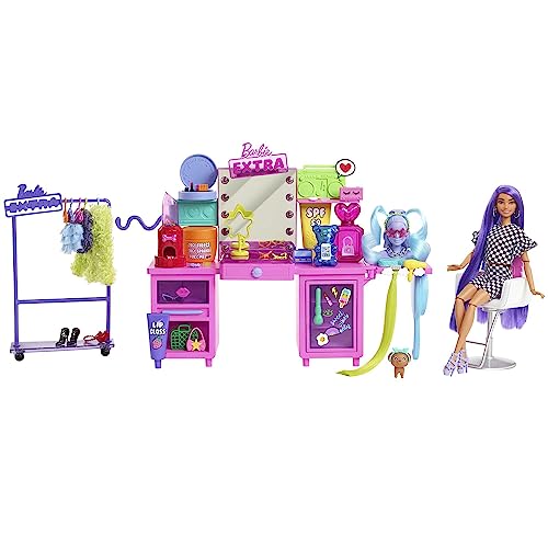 Barbie GYJ70 Extra Spielset mit exklusiver Puppe, Hündchen & 45+ Teile, Spielzeug ab 3 Jahren von Barbie
