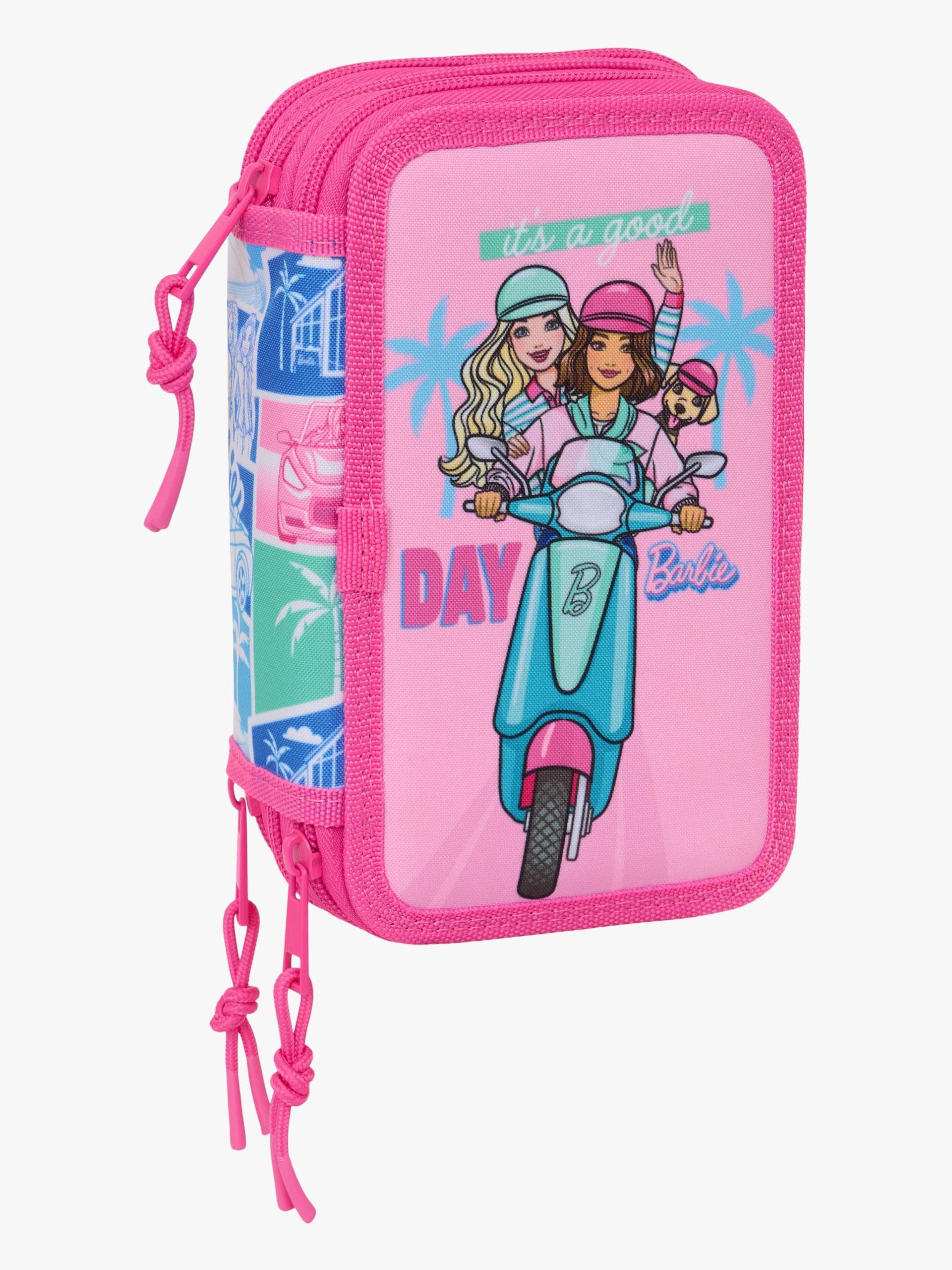 Barbie Gefülltes Dreifach-Federmäppchen 37 Teile, Blau/Pink von Barbie