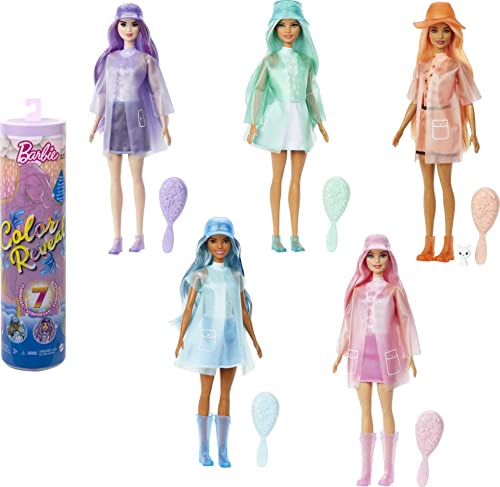 Barbie HCC57 - Color Reveal Puppe mit 7 Überraschungen, Sunshine und Sprinkles Serie mit Wolken-Aufdruck und Farbwechsel-Effekt, Spielzeug für Kinder ab 3 Jahren von Barbie