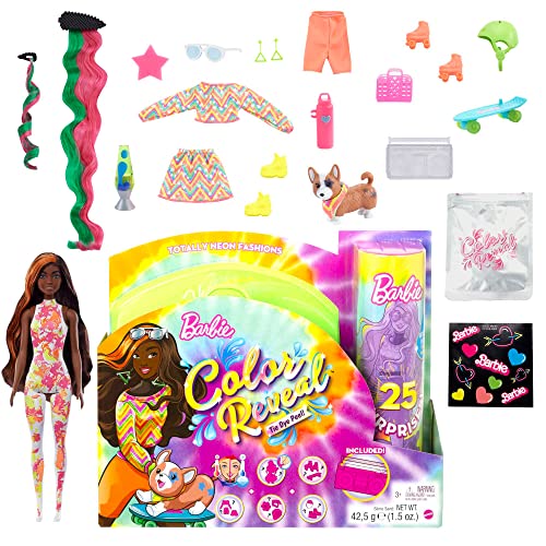 Barbie HCD27 - Color Reveal Totally Neon Fashions Puppe mit orangefarben gesträhnten brünetten Haaren und 25 Überraschungen, inklusive Farbwechsel, Puppen Spielzeugfür Kinder ab 3 Jahren Barbie HCD27 - Color Reveal Totally Neon Fashions Puppe mit orangefarben gesträhnten brünetten Haaren und 25 Überraschungen, inklusive Farbwechsel, Puppen Spielzeugfür Kinder ab 3 Jahren von Barbie