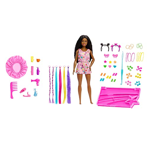 Barbie HHM39 Stadleben Flechten, Stylen & Pflegen Spielset Brooklyn“ Roberts Puppe und über 50 Haarstyling-Zubehörteilen, ab 5 Jahren von Barbie
