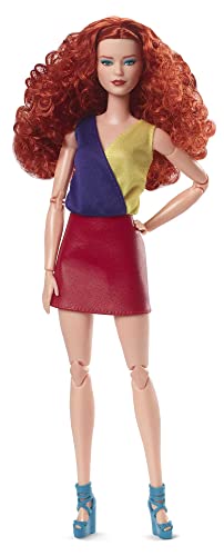 Barbie Looks - Puppe mit roten Locken, Colorblock-Outfit mit Minirock, bewegliche Körperform, für Styling, Posieren und Fotografieren, für Kinder ab 3 Jahren, HJW80 von Barbie