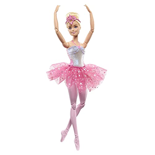 Barbie Dreamtopia Ballerina Puppe, Twinkle Lights Ballerina mit rosa Tutu und blonden Haaren, 5 Licht- und Soundeffekte, Bewegliche Barbie, 1 Barbiepuppe inklusive, HLC25 von Barbie