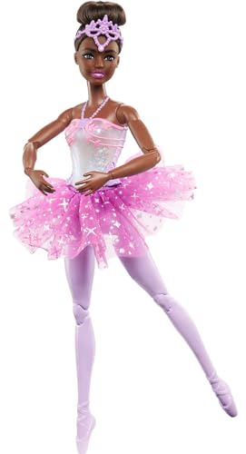 Barbie Dreamtopia Ballerina Puppe, Twinkle Lights Ballerina mit rosa Tutu und schwarzen Haaren, 5 Licht- und Soundeffekte, beweglich, Geschenk für Kinder ab 3 Jahren,HLC26 von Barbie