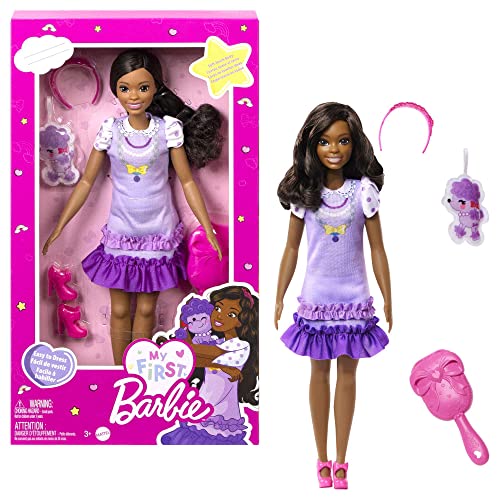 Barbie-Puppe, Meine erste schwarzen Haaren, Accessoires, Schuhe, Bürste und mehr, Soft-Touch-Körper, Puppe enthalten, Geschenk für Kinder ab 3 Jahren,HLL20 von Barbie