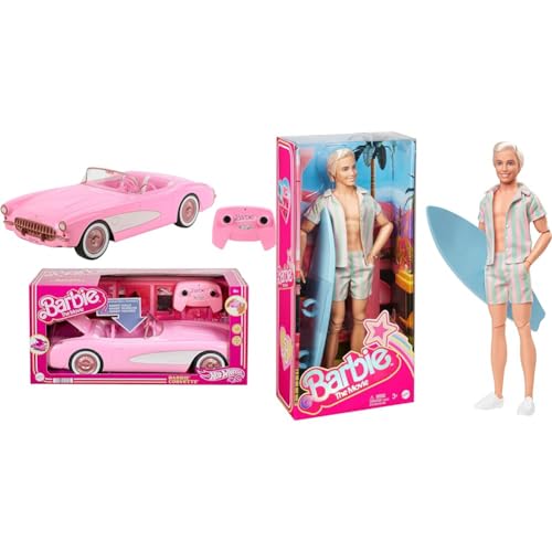 Barbie HOT Wheels R/C Corvette - ferngesteuertes Fahrzeug & The Movie - Puppe für Filme Fans, Ken-Puppe von Barbie