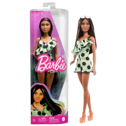 Barbie HPF76 - Kinderspielzeuge und Geschenke, braunhaarig mit gepunktetem Jumpsuit, Fashionistas, Kleidung und Zubehör, ab 3 Jahren Barbie HPF76 - Kinderspielzeuge und Geschenke, braunhaarig mit gepunktetem Jumpsuit, Fashionistas, Kleidung und Zubehör, ab 3 Jahren von Barbie