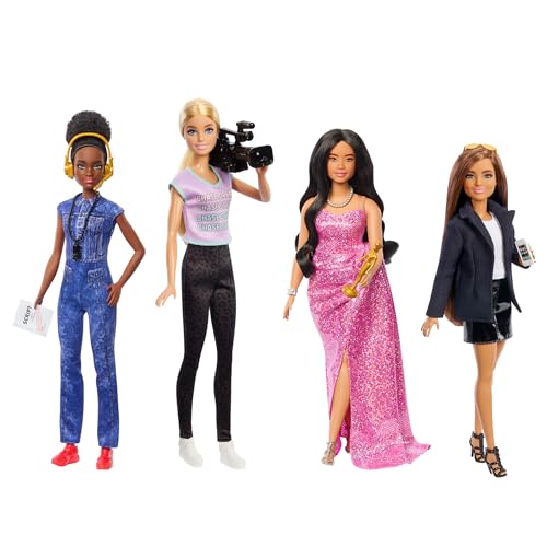 Barbie Berufe-Set mit 4 Puppen und Zubehör, Frauen in der Filmbranche mit Studioleiterin, Regisseurin, Kamerafrau und Filmstar in ausziehbaren Outfits, HRG54 Barbie Berufe-Set mit 4 Puppen und Zubehör, Frauen in der Filmbranche mit Studioleiterin, Regisseurin, Kamerafrau und Filmstar in ausziehbaren Outfits, HRG54 von Barbie