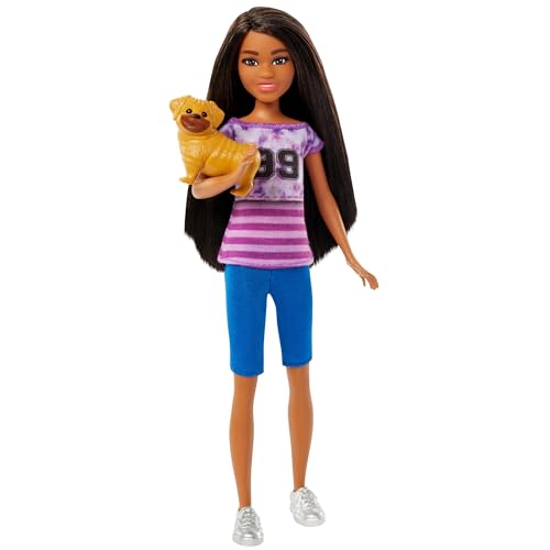 Barbie Ligaya-Puppe mit Hündchen, aus Barbie and Stacie to The Rescue“, Spielzeug zum Film, Puppe mit dunklem Haar, HRM06 von Barbie