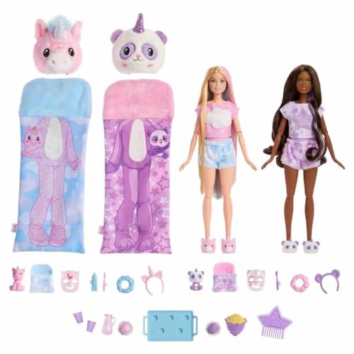 Barbie Cutie Reveal Pyjamaparty Deluxe Set - Über 35 Überraschungen inkl. 2 Puppen, 2 Haustiere, Farbwechsel & Zubehör für endlosen Spielspaß ab 3 Jahren, HRY15 von Barbie