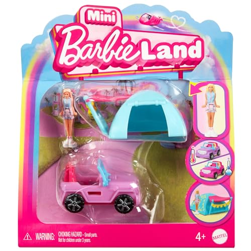 Barbie Mini BarbieLand Puppen- und Spielzeugfahrzeug-Sets, 1,5-Zoll-Puppe und ikonisches Spielzeugfahrzeug mit Farbwechsel-Überraschung, HYF43 Barbie Mini BarbieLand Puppen- und Spielzeugfahrzeug-Sets, 1,5-Zoll-Puppe und ikonisches Spielzeugfahrzeug mit Farbwechsel-Überraschung, HYF43 von Barbie