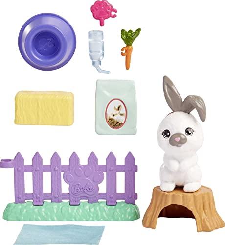 Barbie Haustiere und Zubehör, interaktives Hasen-Spielset mit beweglicher Nase und Ohren, 9 Teile mit Tiermotiven Barbie Haustiere und Zubehör, interaktives Hasen-Spielset mit beweglicher Nase und Ohren, 9 Teile mit Tiermotiven von Barbie