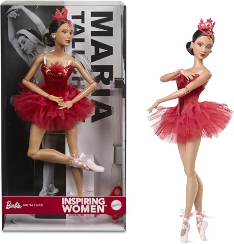 Barbie Inspirierende Frauenpuppe, Maria Tallchief Sammlerstück im Feuervogel-Ballett-Kostüm, funkelndes rotes Kleid mit Schmucksteinen von Barbie