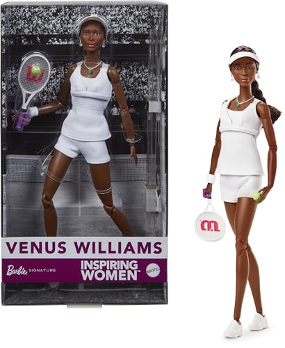 Barbie Inspiring Women Series, Venus Williams Modepuppe mit charakteristischer Tennis-Uniform und Schläger, inklusive ausstellbarer Verpackung, HRM49 Barbie Inspiring Women Series, Venus Williams Modepuppe mit charakteristischer Tennis-Uniform und Schläger, inklusive ausstellbarer Verpackung, HRM49 von Barbie