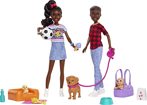 Barbie It Takes Two Puppe & Zubehör, Zwillinge Spielset mit Bruder & Schwester Puppen, 3 Haustierwelpen & 10+ Zubehör Barbie It Takes Two Puppe & Zubehör, Zwillinge Spielset mit Bruder & Schwester Puppen, 3 Haustierwelpen & 10+ Zubehör von Barbie