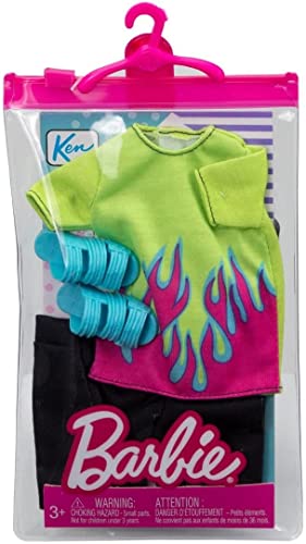 Barbie Ken Fashion Pack HBV40 Shirt Set Green with Sports Trousers and Sandals von Barbie