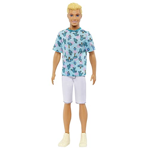 Barbie Ken Fashionistas Puppe - T-Shirt mit Kaktus- und Palmenaufdruck, weiße Shorts und hohe Turnschuhe, perfekt für Abenteuer mit Freunden und Stadtbummel, für Kinder ab 3 Jahren, HJT10 Barbie Ken Fashionistas Puppe - T-Shirt mit Kaktus- und Palmenaufdruck, weiße Shorts und hohe Turnschuhe, perfekt für Abenteuer mit Freunden und Stadtbummel, für Kinder ab 3 Jahren, HJT10 von Barbie