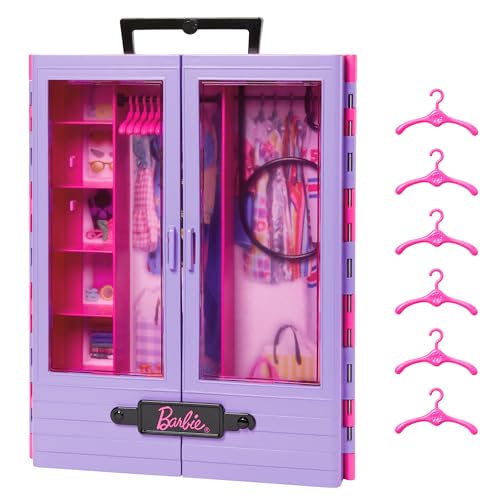 Barbie Kleiderschrank, Ultimate Closet, zum Organisieren Kleidung und Accessoires, inkl. Kleiderbügel, Spielzeug ab 3 Jahre, HJL65 von Barbie