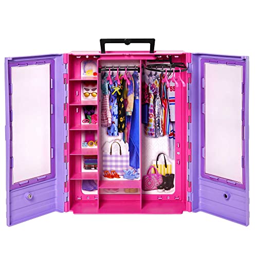 Barbie Kleiderschrank, Ultimate Closet, zum Organisieren Kleidung und Accessoires, inkl. Kleiderbügel, Spielzeug ab 3 Jahre, HJL65 von Barbie