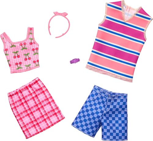 Barbie Kleiderset, Mode & Zubehörpaket für Barbie & Ken Puppen mit 2 kompletten Looks, Kirsche inspiriertes Thema Barbie Kleiderset, Mode & Zubehörpaket für Barbie & Ken Puppen mit 2 kompletten Looks, Kirsche inspiriertes Thema von Barbie