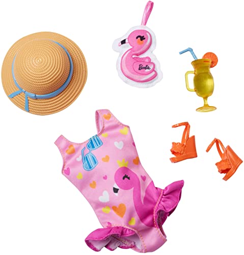 Barbie Kleidung, Vorschulspielzeug, Mein erstes Modepaket, Badeanzug und Flamingo, einfaches Verkleiden, Strandzubehör von Barbie