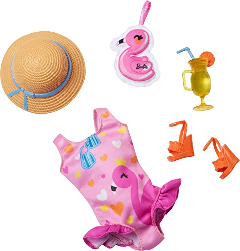 Barbie Kleidung, Vorschulspielzeug, Mein erstes Modepaket, Badeanzug und Flamingo, einfaches Verkleiden, Strandzubehör von Barbie