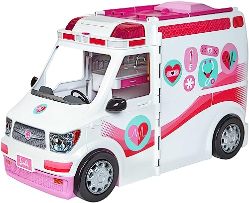 Barbie Krankenwagen, 2-in 1 inkl. aufklappbarem Krankenhaus-Spielset mit Licht und Geräuschen, 20x Barbie Zubehör wie Arztkoffer und Krücken, Spielzeug ab 3 Jahren, FRM19 Barbie Krankenwagen, 2-in 1 inkl. aufklappbarem Krankenhaus-Spielset mit Licht und Geräuschen, 20x Barbie Zubehör wie Arztkoffer und Krücken, Spielzeug ab 3 Jahren, FRM19 von Barbie