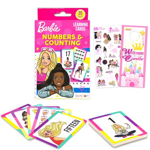 Barbie Lernkarten-Set für Kleinkinder, Kinder, Bündel mit 36 Mathematik-Lernkarten mit Zahlen für Pre-K Jungen, Mädchen plus Aufkleber, mehr | Barbie Lernspielzeug Barbie Lernkarten-Set für Kleinkinder, Kinder, Bündel mit 36 Mathematik-Lernkarten mit Zahlen für Pre-K Jungen, Mädchen plus Aufkleber, mehr | Barbie Lernspielzeug von Barbie