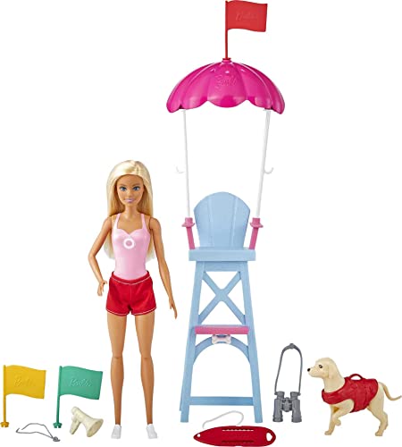 Barbie GTX69 - Rettungsschwimmerin-Spielset mit blonder Puppe und Zubehör, tolles Geschenk für Kinder ab 3 Jahren von Barbie