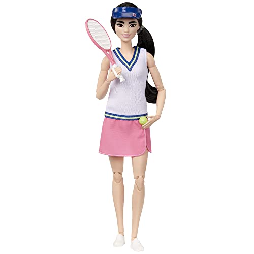 Barbie Made to Move - Tennisspielerin mit Schläger und Ball - Puppe mit 22 Gelenken für realistisches Spielvergnügen, Tennisfans und Kinder ab 3 Jahren, HKT73 von Barbie