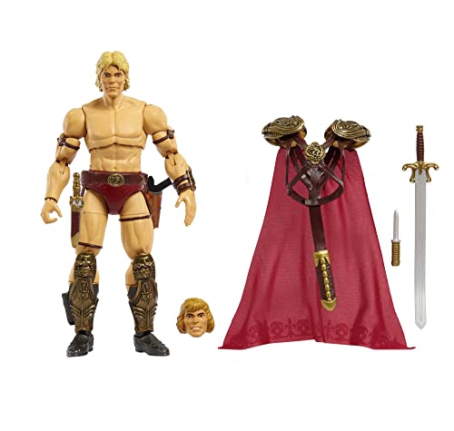 MASTERS OF THE UNIVERSE He-Man - Actionfigur mit 30 beweglichen Gelenken, 2 Köpfen, 2 Paar austauschbaren Händen und Powerschwert, Dolch und Blaster, für Sammler ab 6 Jahren, HLB55 von Masters of the Universe