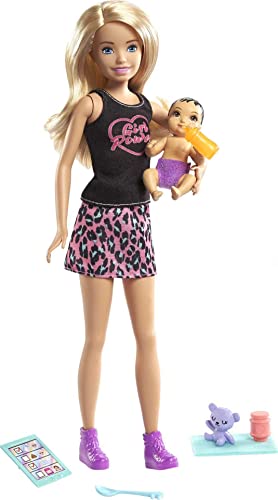 Barbie GRP13 - „Skipper Babysitters Inc.” Babysitter-Puppe (blond) & Baby-Puppe und Zubehör, Spielzeug für Kinder von 3 bis 7 Jahren von Barbie