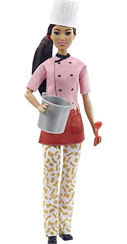 Barbie GTW38 - Pastaköchin-Puppe (ca. 30 cm) mit buntem Oberteil, Hose mit Nudel-Aufdruck, Kochmütze, Topf und Pasta-Schneider, Spielzeug Geschenk für Kinder ab 3 Jahren Barbie GTW38 - Pastaköchin-Puppe (ca. 30 cm) mit buntem Oberteil, Hose mit Nudel-Aufdruck, Kochmütze, Topf und Pasta-Schneider, Spielzeug Geschenk für Kinder ab 3 Jahren von Barbie