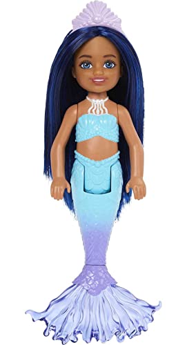 Barbie Mermaid Chelsea – HLC15 – Puppe mit Gelenken, 15 cm – Meerjungfrau mit blauen Haaren von Barbie
