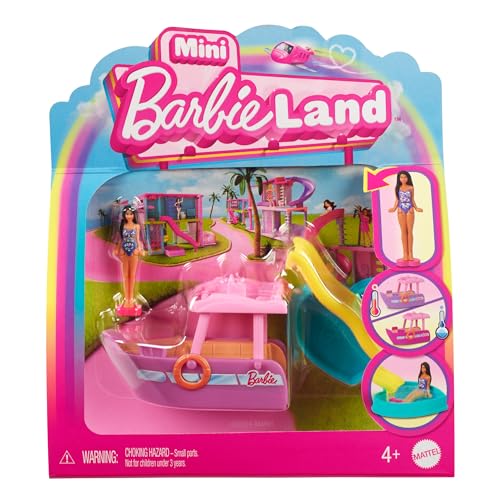 Barbie Mini BarbieLand Puppen- und Spielzeugfahrzeugset, ca. 4 cm große Barbie-Puppe und Traumboot mit Farbwechsel, abnehmbare Rutsche und Pool, HYF41 Barbie Mini BarbieLand Puppen- und Spielzeugfahrzeugset, ca. 4 cm große Barbie-Puppe und Traumboot mit Farbwechsel, abnehmbare Rutsche und Pool, HYF41 von Barbie