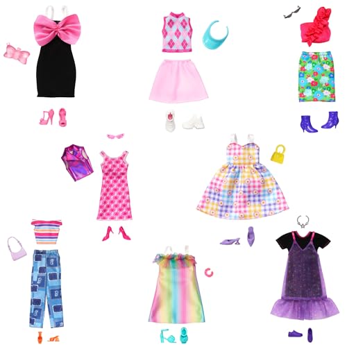 Barbie Moden und Accessoires - Farbenfrohes Modeset mit über 65 einzigartigen Outfits, 13 Kleidungsstücke, 8 Accessoires und 8 Paar Schuhe, für stundenlangen Stylingspaß, universelle Passform, HRG56 Barbie Moden und Accessoires - Farbenfrohes Modeset mit über 65 einzigartigen Outfits, 13 Kleidungsstücke, 8 Accessoires und 8 Paar Schuhe, für stundenlangen Stylingspaß, universelle Passform, HRG56 von Barbie