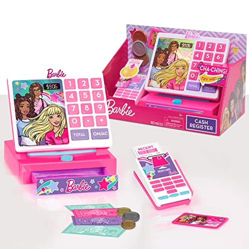 Barbie Moderne Registrierkasse mit Tönen, Spielgeld und Kreditkartenleser, 9-teiliges Spielset, Kinderspielzeug ab 3 Jahren von Just Play Barbie Moderne Registrierkasse mit Tönen, Spielgeld und Kreditkartenleser, 9-teiliges Spielset, Kinderspielzeug ab 3 Jahren von Just Play von Barbie